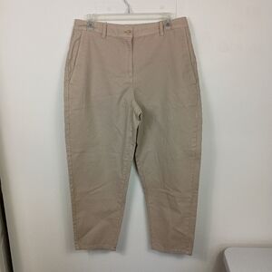 Eileen Fisher Pants 10 Womens Khaki Organic Cotton Hemp Tapered Ankle Pockets